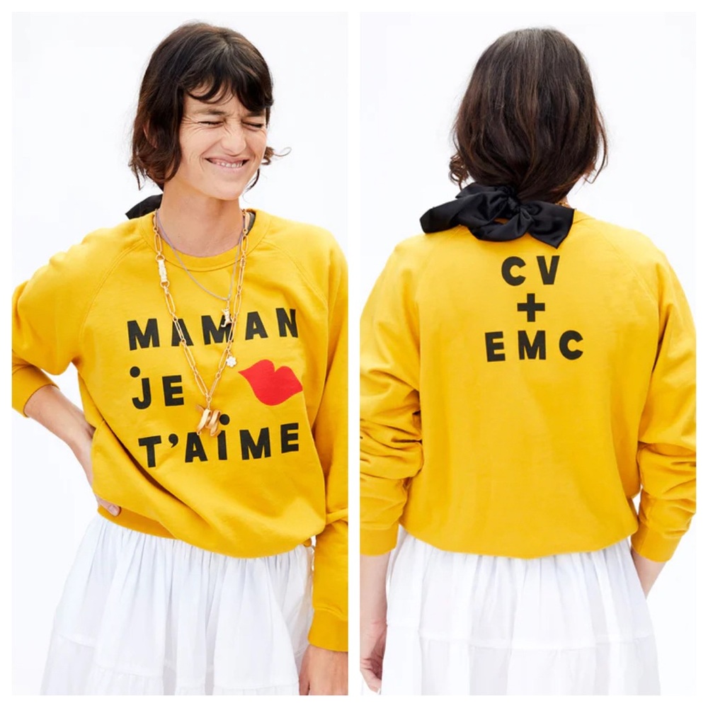 Clare V Yellow 'Maman Je T'aime' Sweater